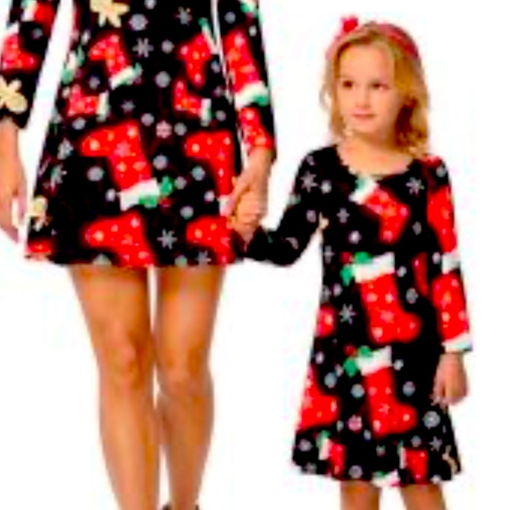 Christmas Girls XL Party Dress Navy Funnycokid Festive Candy Cane Stockings NWOT